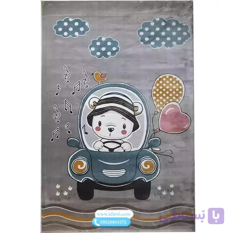 فرش اتاق کودک پسرانه طرح خرس کد 607