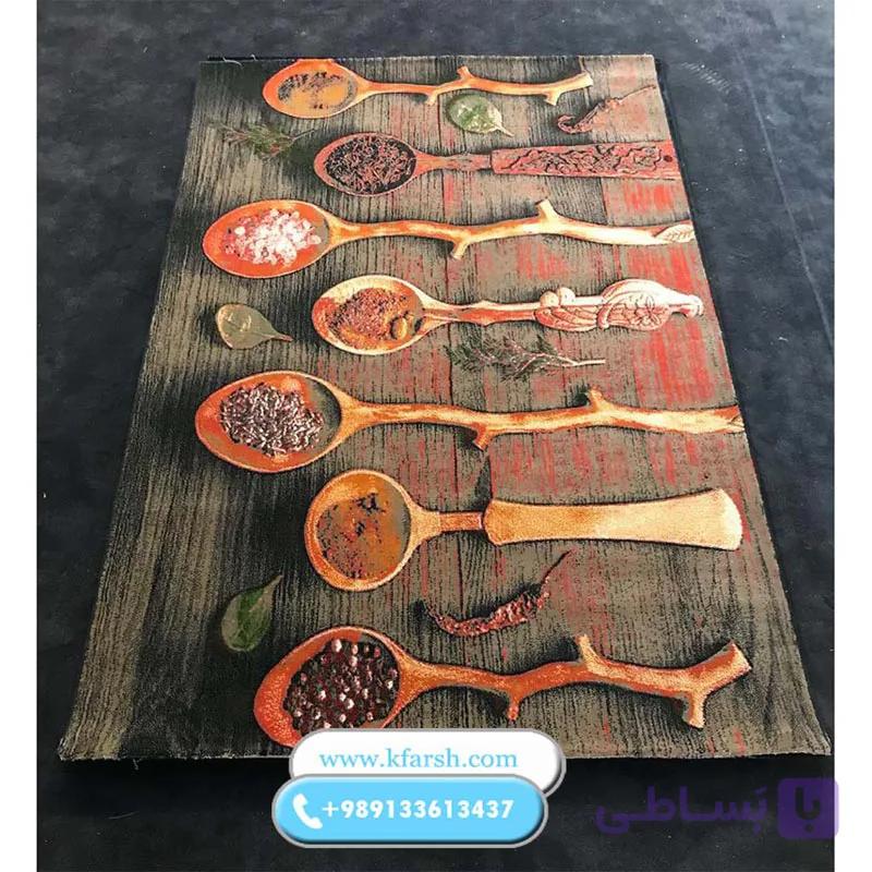 فرش آشپزخانه طرح ادویه و قاشق