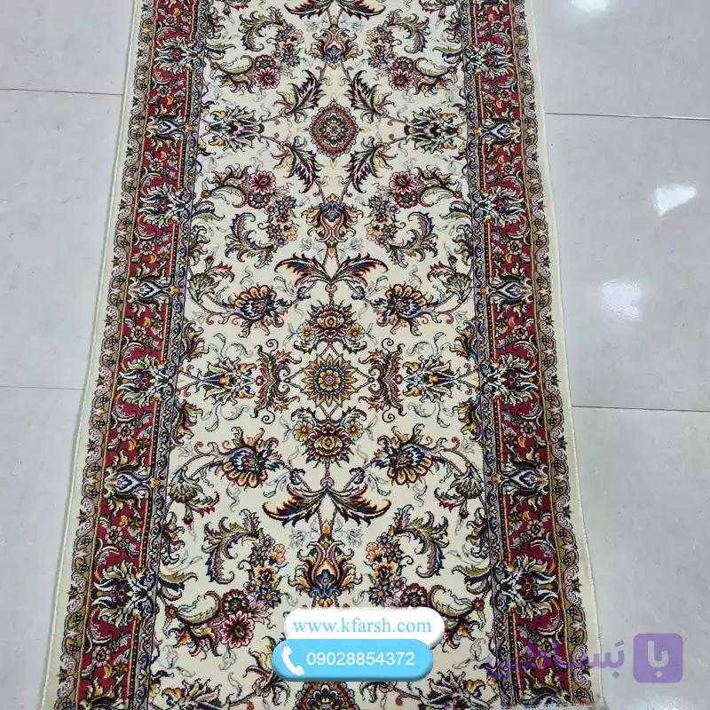 فرش کناره ۷۰۰ شانه طرح افشان کرم حاشیه گلبهی — تصویر 1