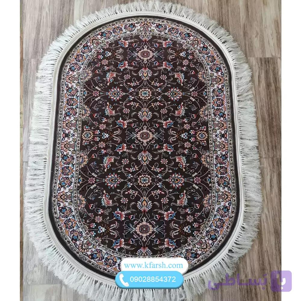 فرش بیضی طرح 700 افشان گردویی سایز 1در1.5 متری — تصویر 1