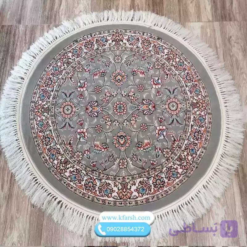 فرش گرد طرح افشان فیلی (طوسی) سایز قطر 1 و 1.5 و 2 متری — تصویر 1