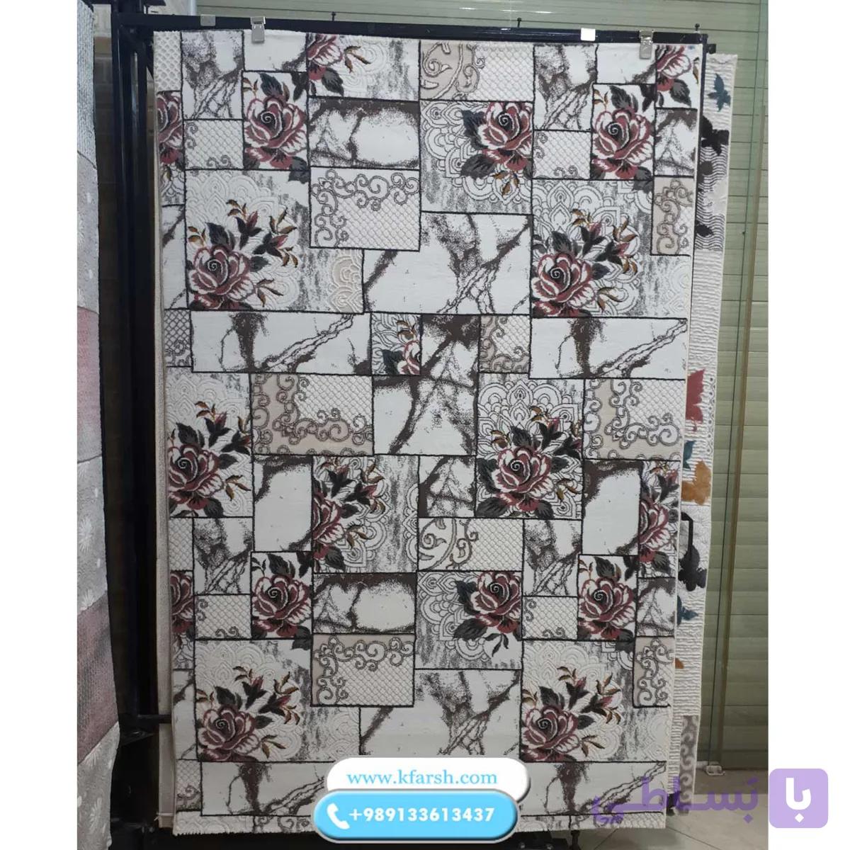 فرش فانتزی اتاق خواب با گل صورتی سایز 6 متری — تصویر 1