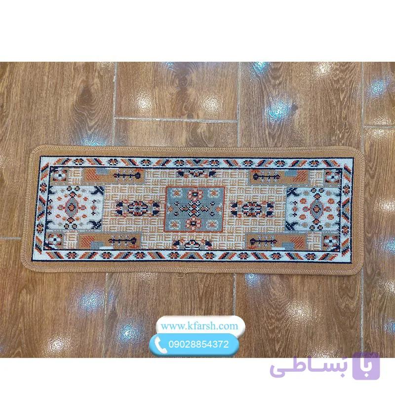 گلیم پله شیک زمینه بادامی به همراه ست پاگرد کد 470 — تصویر 1