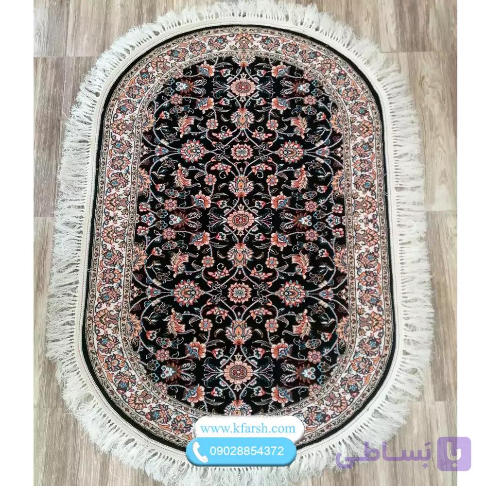 فرش بیضی طرح 700شانه افشان سرمه ای — تصویر 1