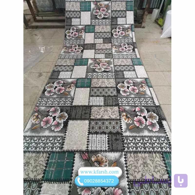 فرش کناره متری مدرن فانتزی طرح خشتی گلدار کد1020 — تصویر 1