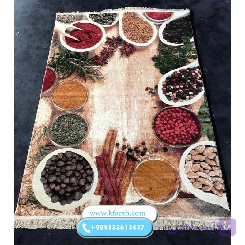 فرش آشپزخانه طرح حبوبات و ادویه جات