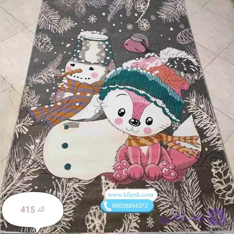 فرش عروسکی اتاق کودک طرح آدم برفی کد 415