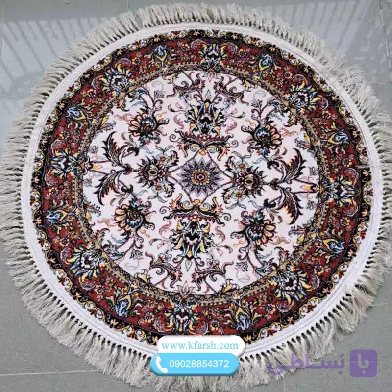 فرش گرد 700 شانه طرح افشان ( کرم – سرمه ای – لاکی) — تصویر 1