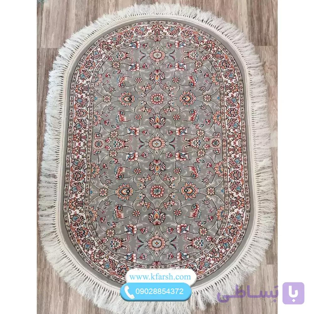 فرش بیضی طرح700شانه افشان فیلی — تصویر 1