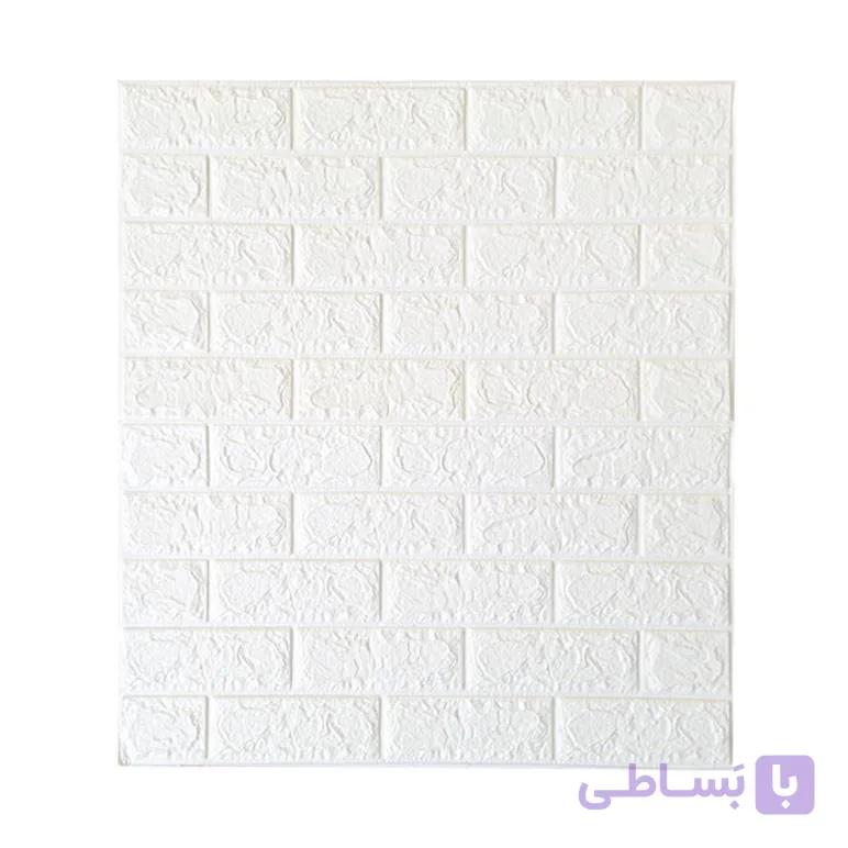 دیوار پوش فومی طرح شمش آجری چسب دار سفید 77*70 — تصویر 1