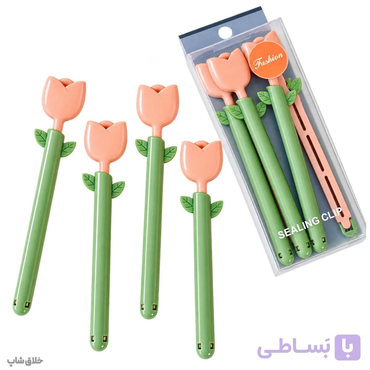 بست کلیپسی وکیوم موادغذایی طرح لاله 8 عددی – درب‌ بند پلاستیک و پلمپ خانگی — تصویر 1