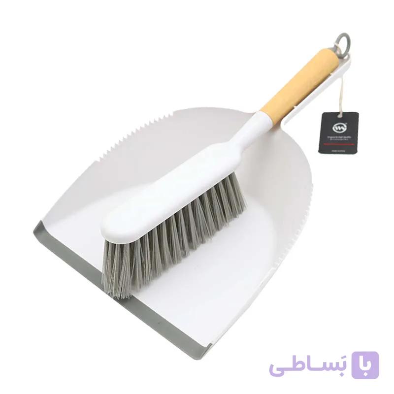 فرچه جارو خاک انداز مدل پهن دسته چوبی WS-3080 — تصویر 1