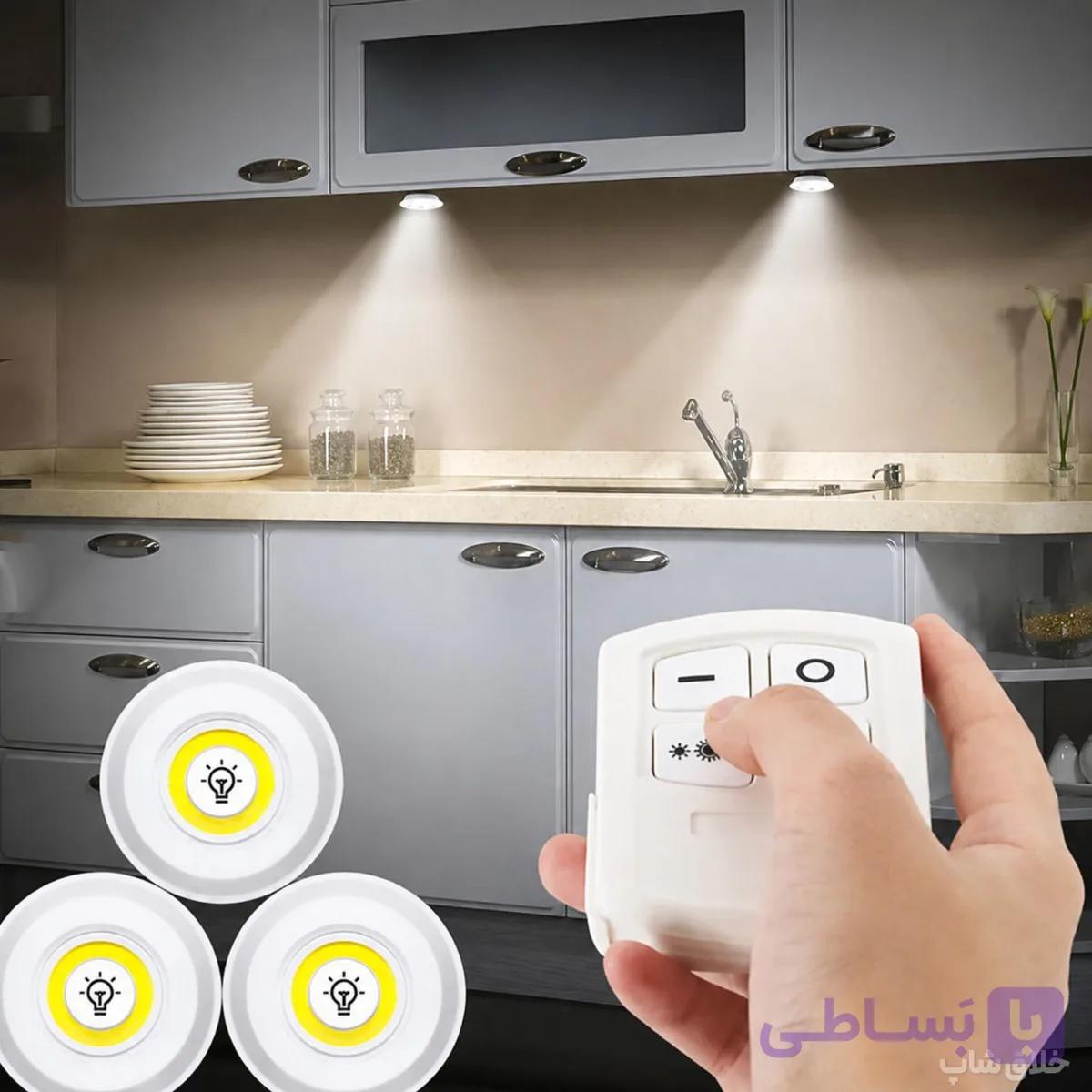 چراغ ریموت دار اضطراری زیر کابینت و آشپزخانه 3 عددی-لامپ کابینت — تصویر 1