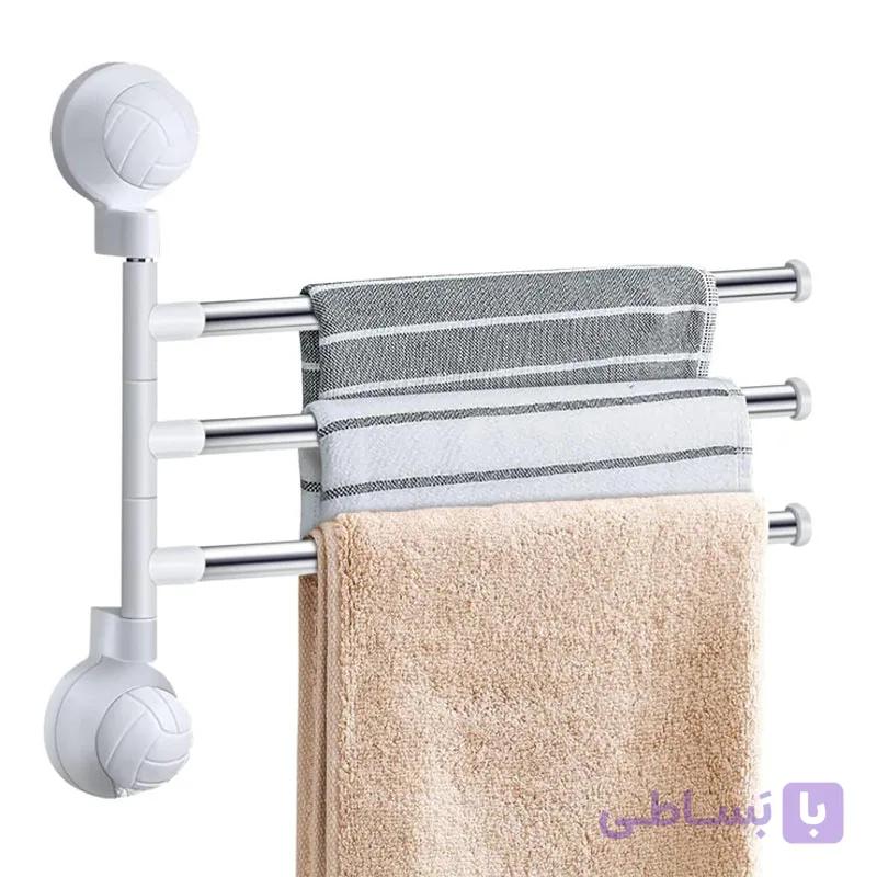 آویز حوله 3 شاخه ساکشن دار آشپزخانه و سرویس بهداشتی — تصویر 1
