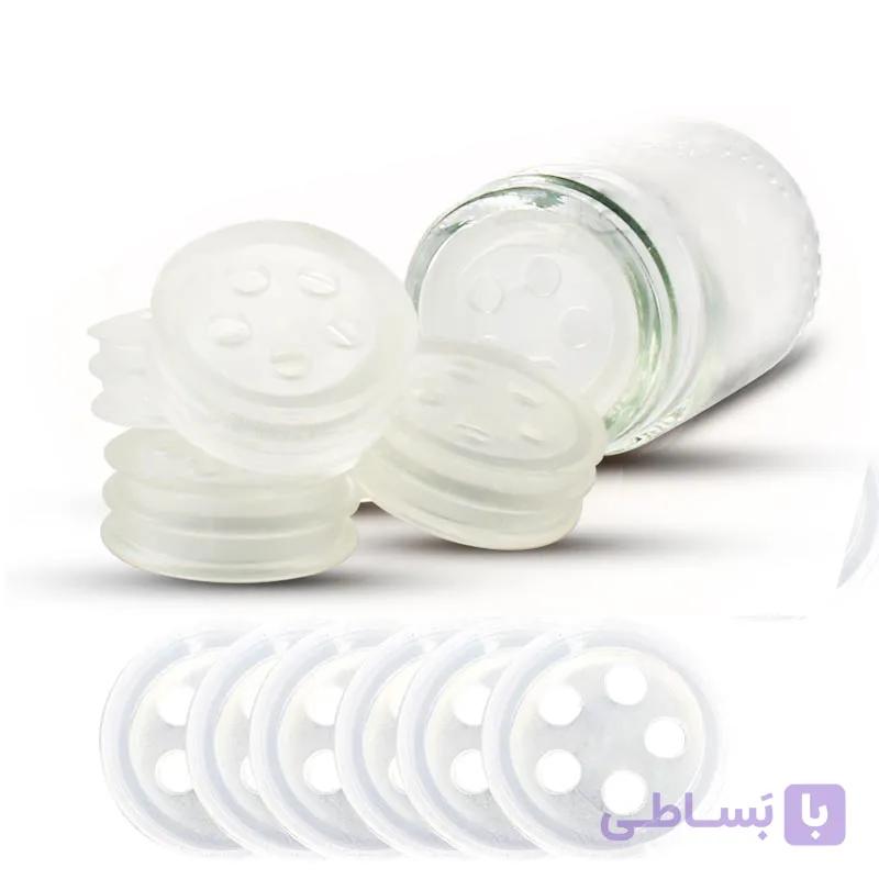 سری پلاستیکی ادویه پاش مکارتی مجموعه 6 عددی مناسب همه نوع شیشه ادویه — تصویر 1