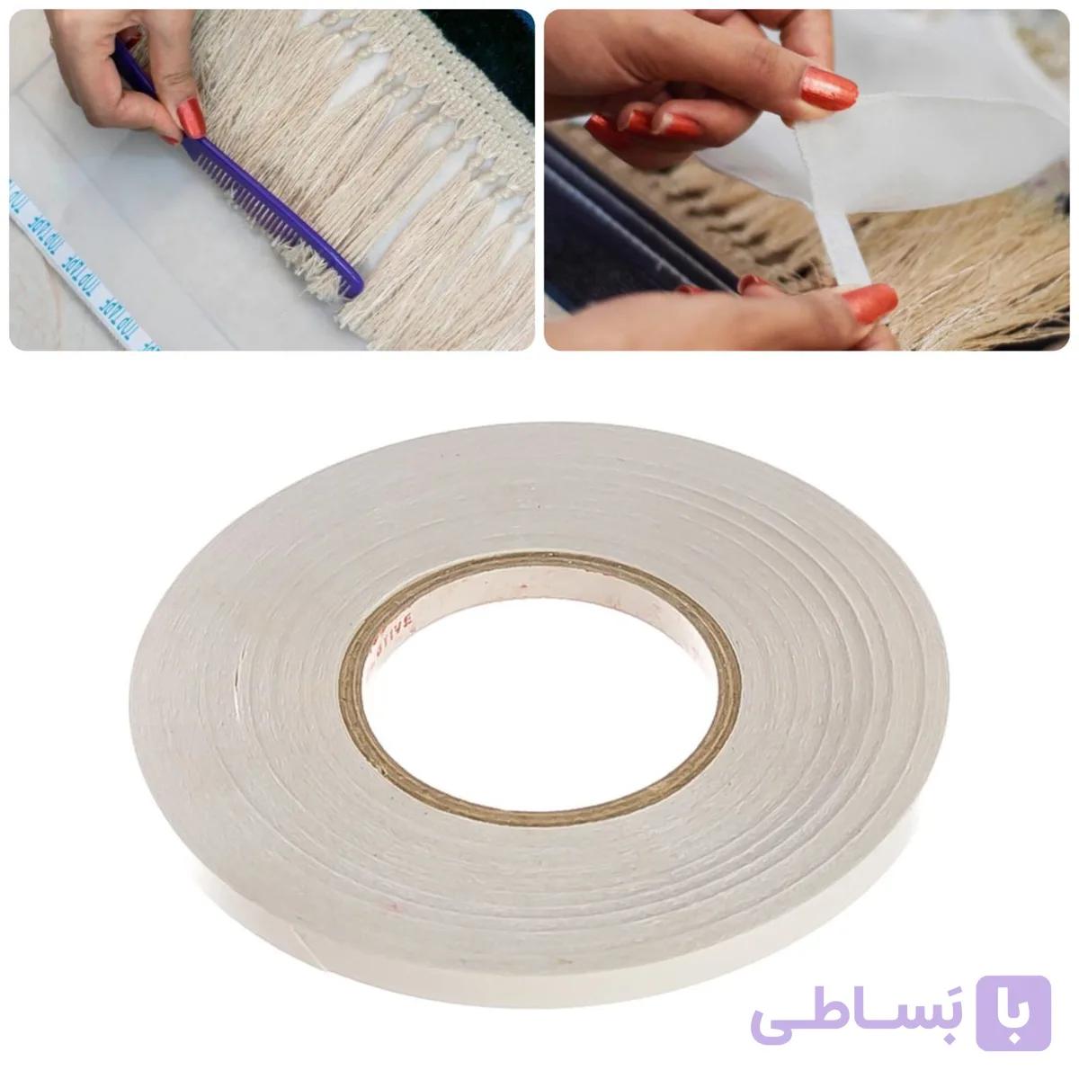 چسب دوطرفه کاور ریشه فرش 25 متری (نوارچسب یدک) — تصویر 1