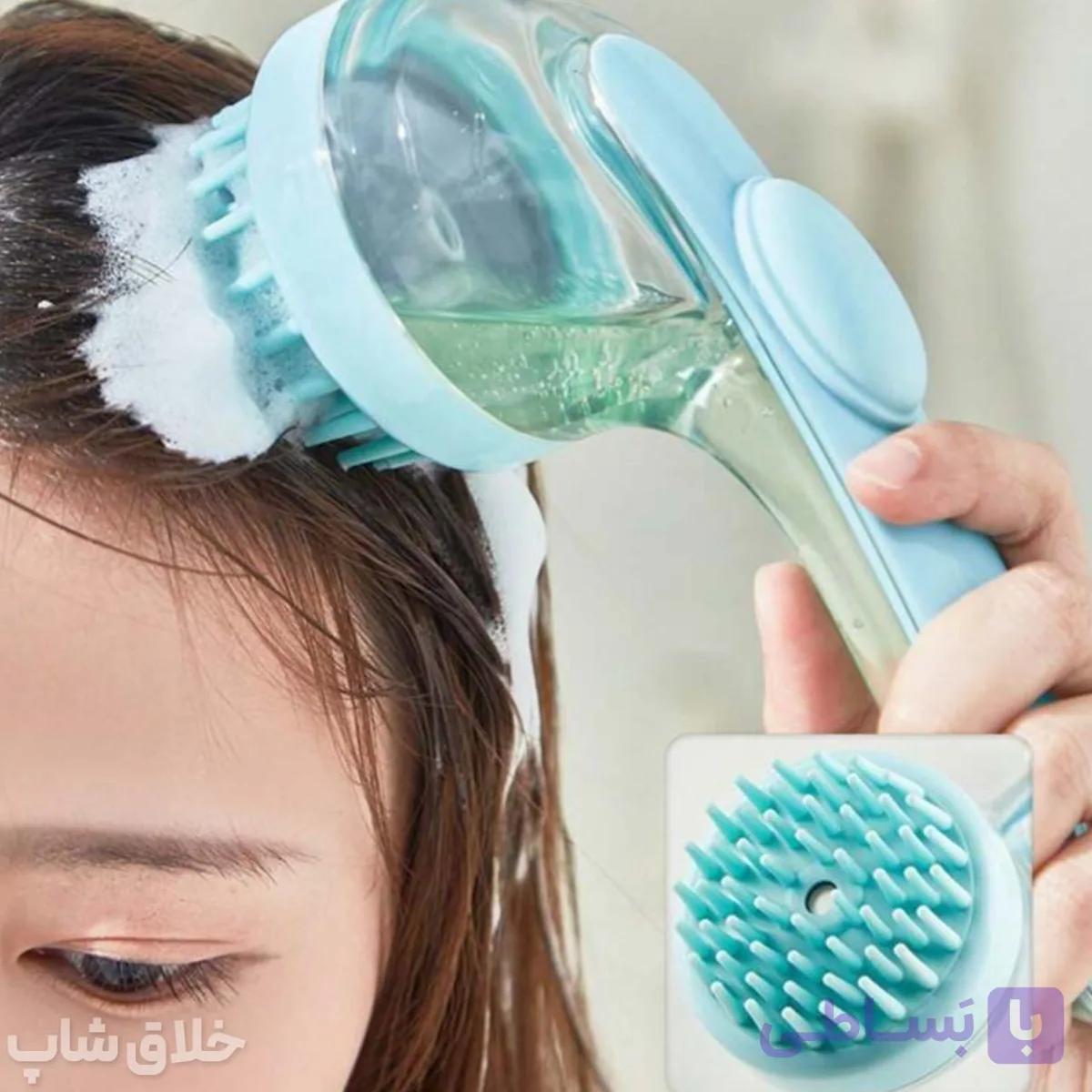 براش و لیف سیلیکونی دسته دار (براش مخرن دار موی سر و پت خانگی) — تصویر 1