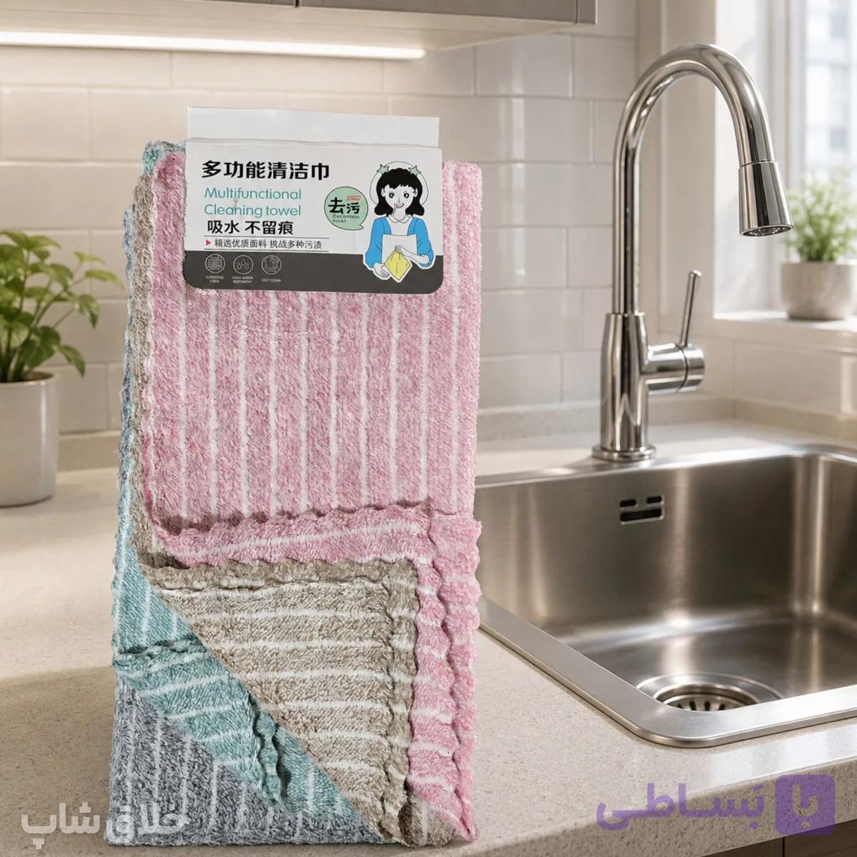 دستمال نظافت میکروفایبر 4 عددی CLEAN TOWEL — تصویر 1