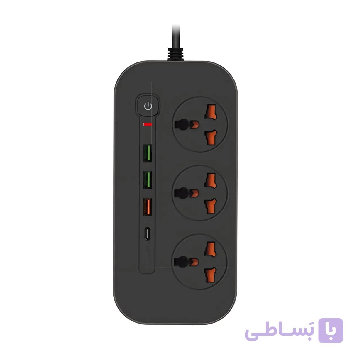سه راهی برق شارژر دار فست شارژ POWER SOCKET T19 — تصویر 1