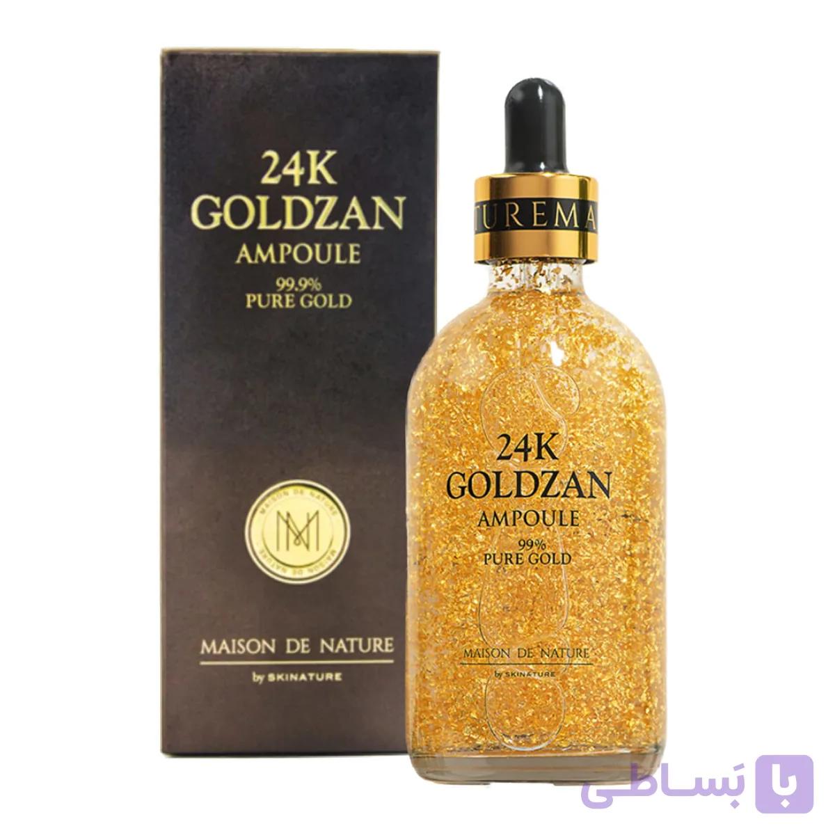 سرم پوست صورت کره ای طلا میسین دنیچر 24K GOLDZAN AMPOLUE — تصویر 1