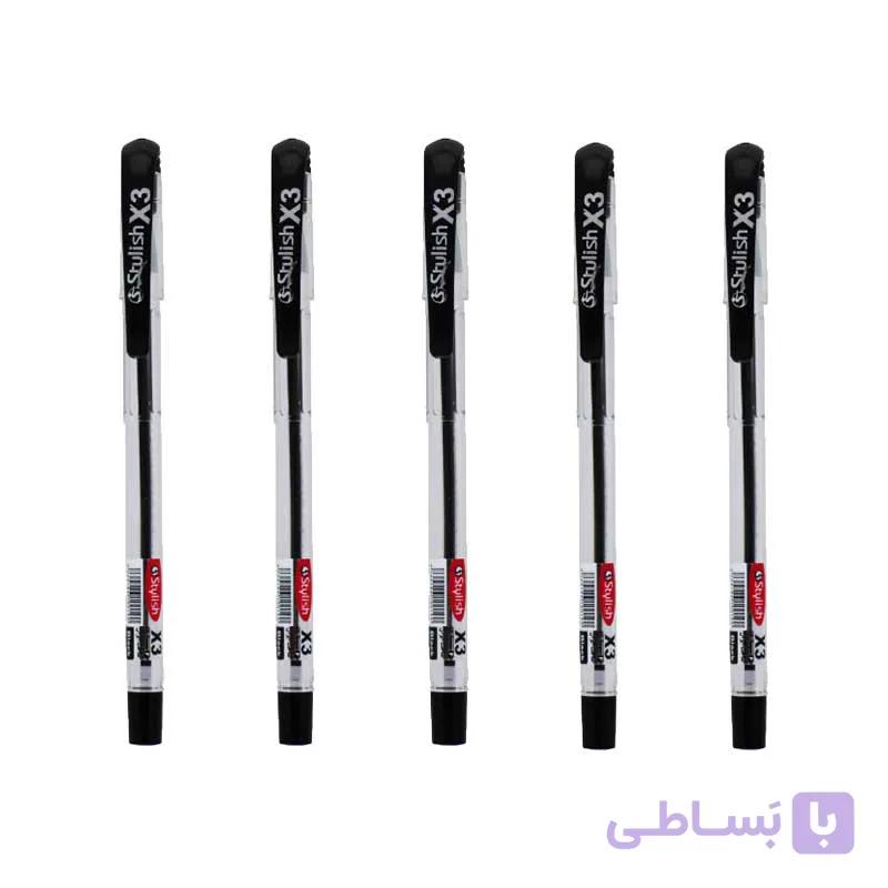 خودکار مشکی سلنا (مجموعه 5 عددی) نوک 0.7 دهم فوق روان SELENA — تصویر 1
