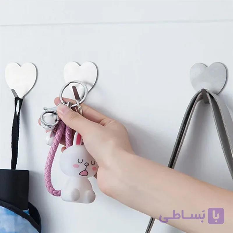 آویز دیواری استیل طرح قلب 6 عددی — تصویر 1