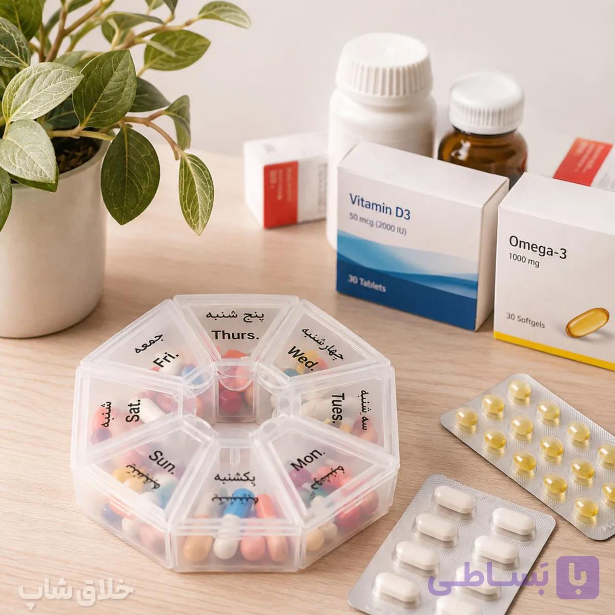 جعبه یادآور قرص و ظرف نگهدارنده دارو هفتگی 7 خانه — تصویر 1