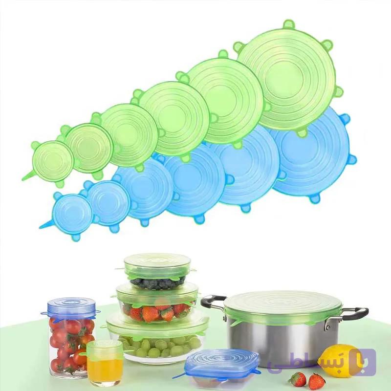 پک 6 عددی درپوش ظروف سیلیکونی سگالش (اقتصادی) کد S-ECO6 — تصویر 1