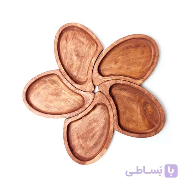 اردو خوری چوبی مدل گل 5 تکه کد 05 — تصویر 1