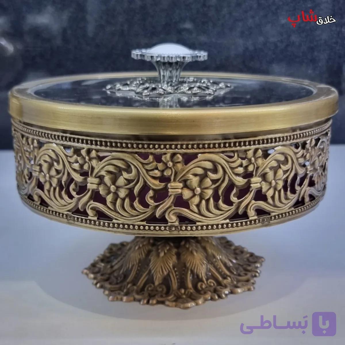 شکلات خوری فلزی گرد پایه دار کد 05 — تصویر 1