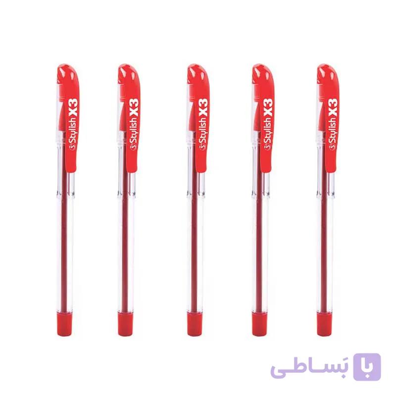 خودکار قرمز سلنا (مجموعه 5 عددی) نوک 0.7 دهم فوق روان SELENA — تصویر 1