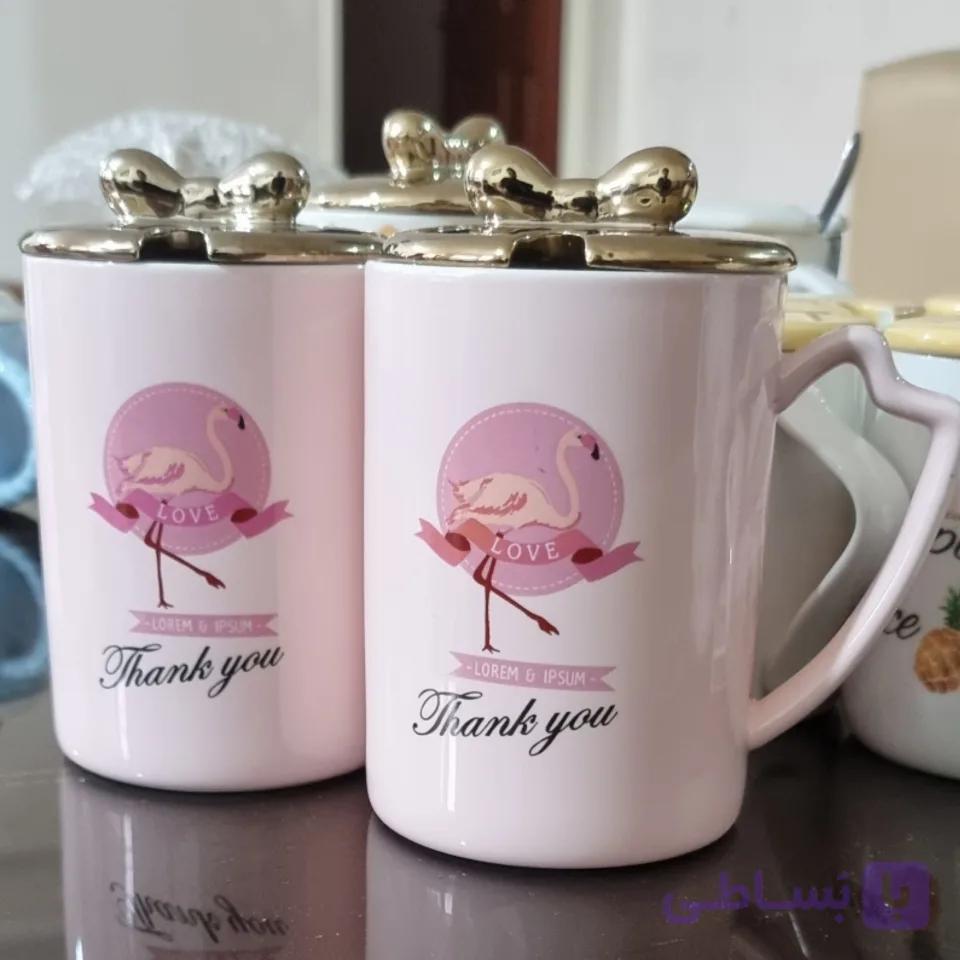 ماگ طرح فلامینگو درب پاپیون طلایی کد ۱۲ — تصویر 1