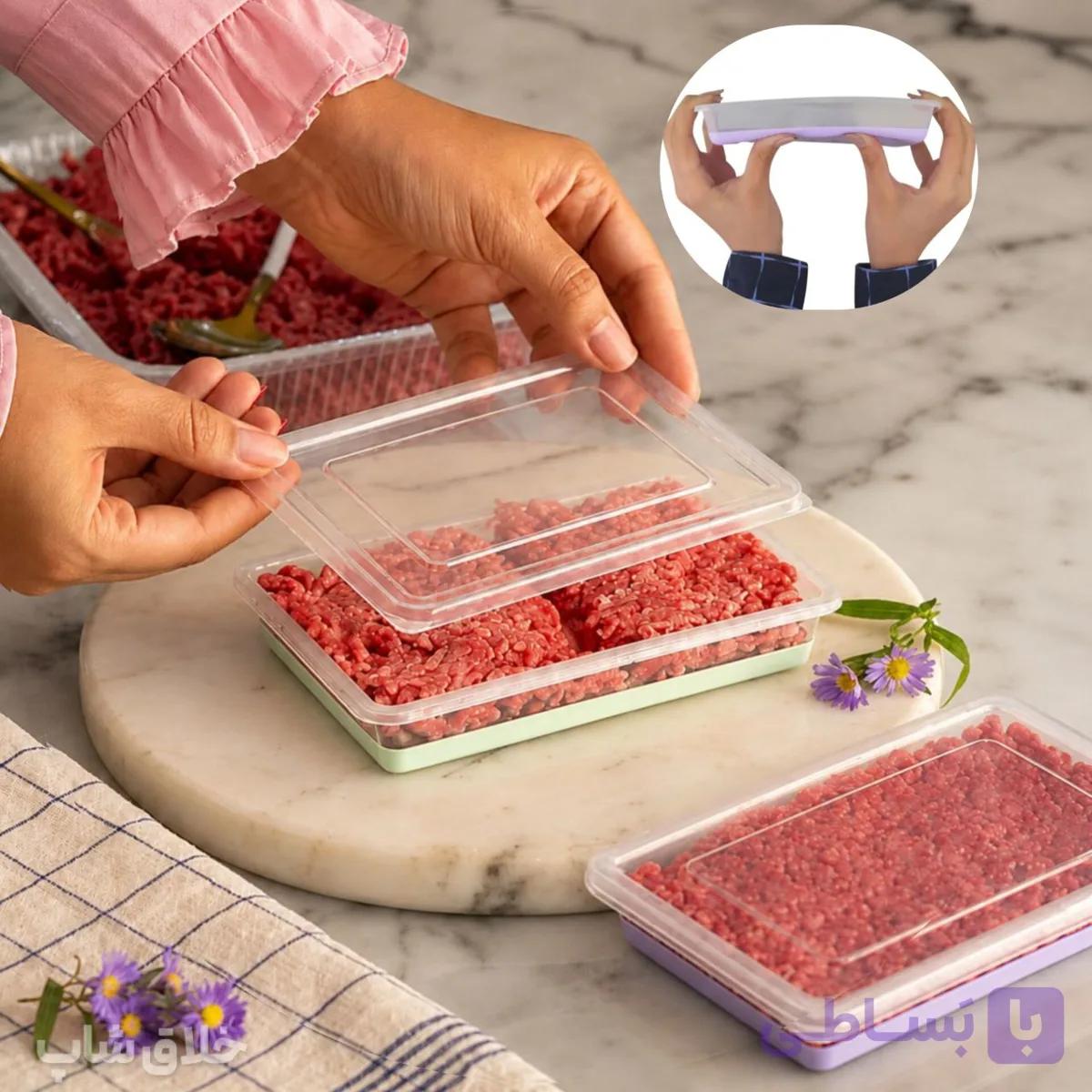 ظرف گوشت فریزری کف سیلیکونی آسان جدا شونده بزرگ — تصویر 1