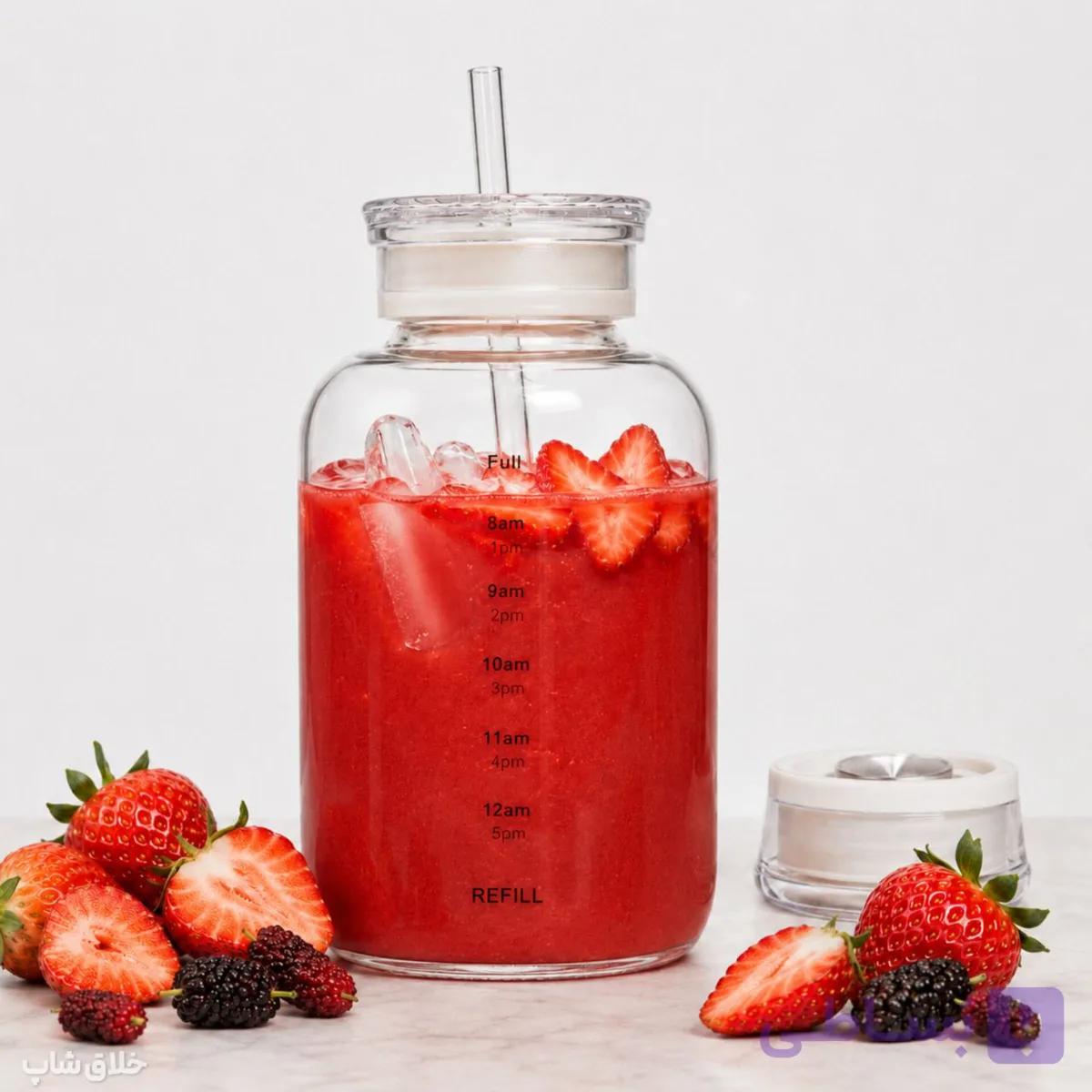 بطری پیرکس نی دار-ماگ اسموتی ساز نشکن دو درب 500ML — تصویر 1