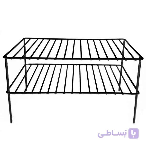 راف 2 طبقه فلزی عادل ADEL سفید و مشکی — تصویر 1