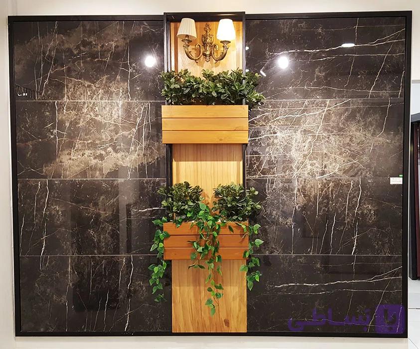 کاشی ویژن مرجان 60 در 120 پرسلان فول پولیش گلدن بلک – بژ — تصویر 1