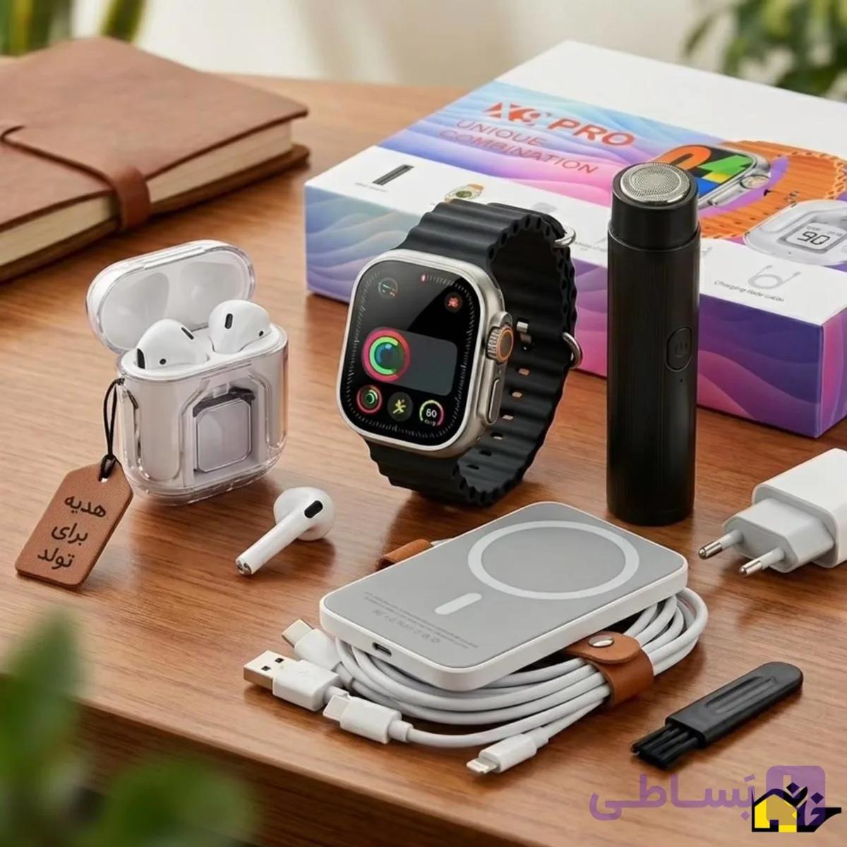 پک هدیه کاربردی ساعت هوشمند مدل x9 pro — تصویر 1