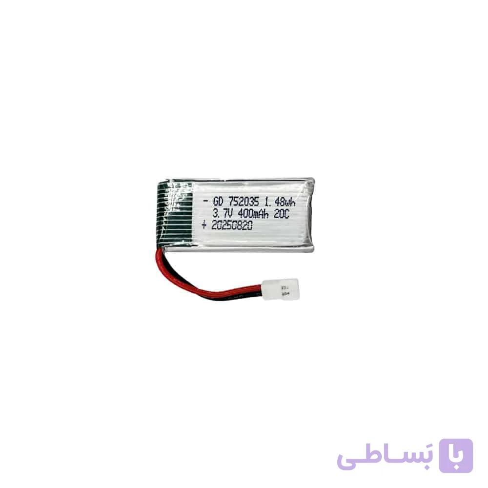 باتری لیتیوم پلیمر 3.7 ولت 400 میلی آمپری مدل 752035