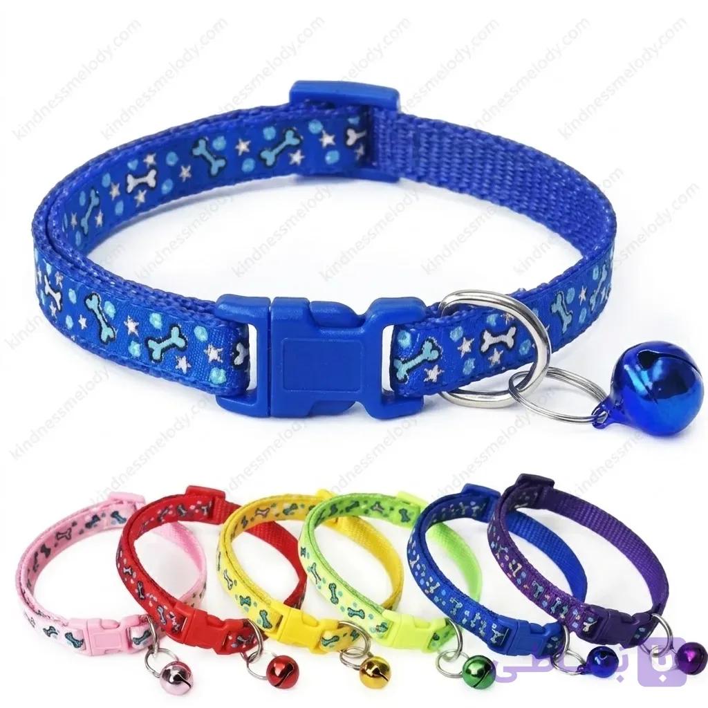 قلاده گردنی زنگوله دار طرح استخوان کت Cat Collar with Bell Bone Pattern