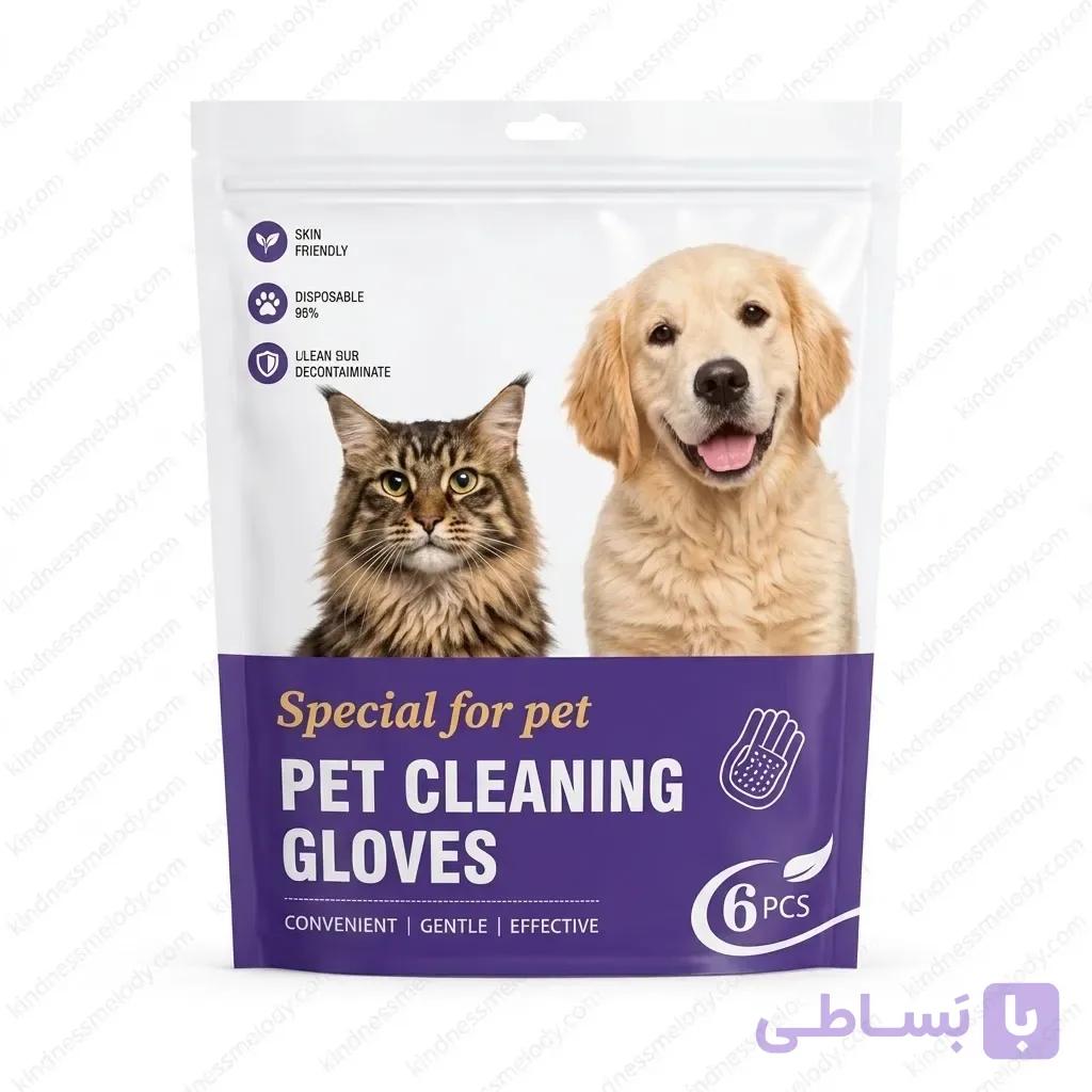 دستکش ضد عفونی ۶ عددی حیوانات خانگی Pet Glove Disinfecting Wipes 6 Count