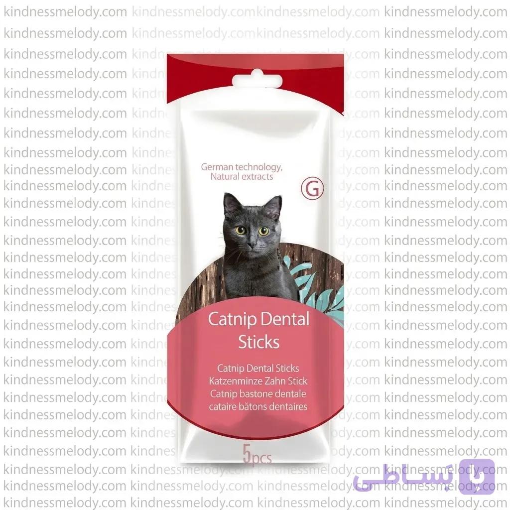 تشویقی چوبی گربه بایولاین با طعم کت نیپ Bioline Dental Cat Chew with Catnip بسته ۵ عددی
