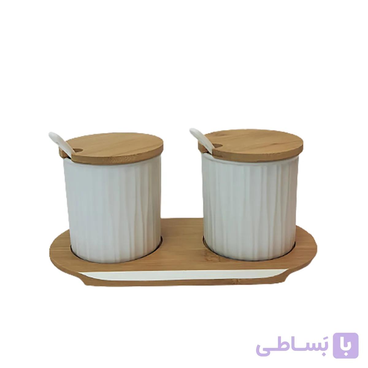 ست جا ادویه سرامیکی با استند بامبو اولالا دو عددی 9379 — تصویر 1