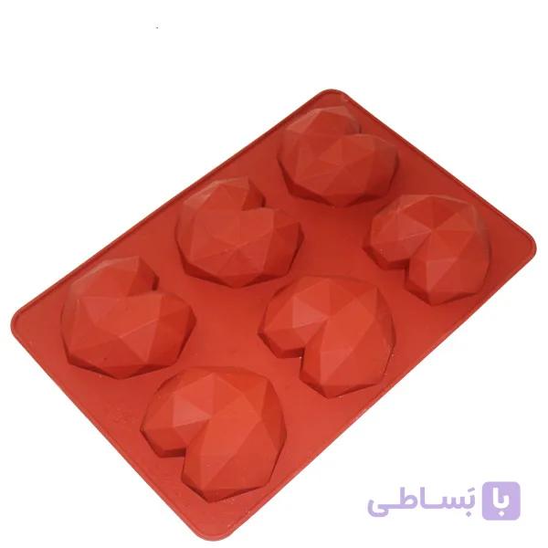 قالب سیلیکونی قلب اوریگامی کوچک 6 خانه — تصویر 1