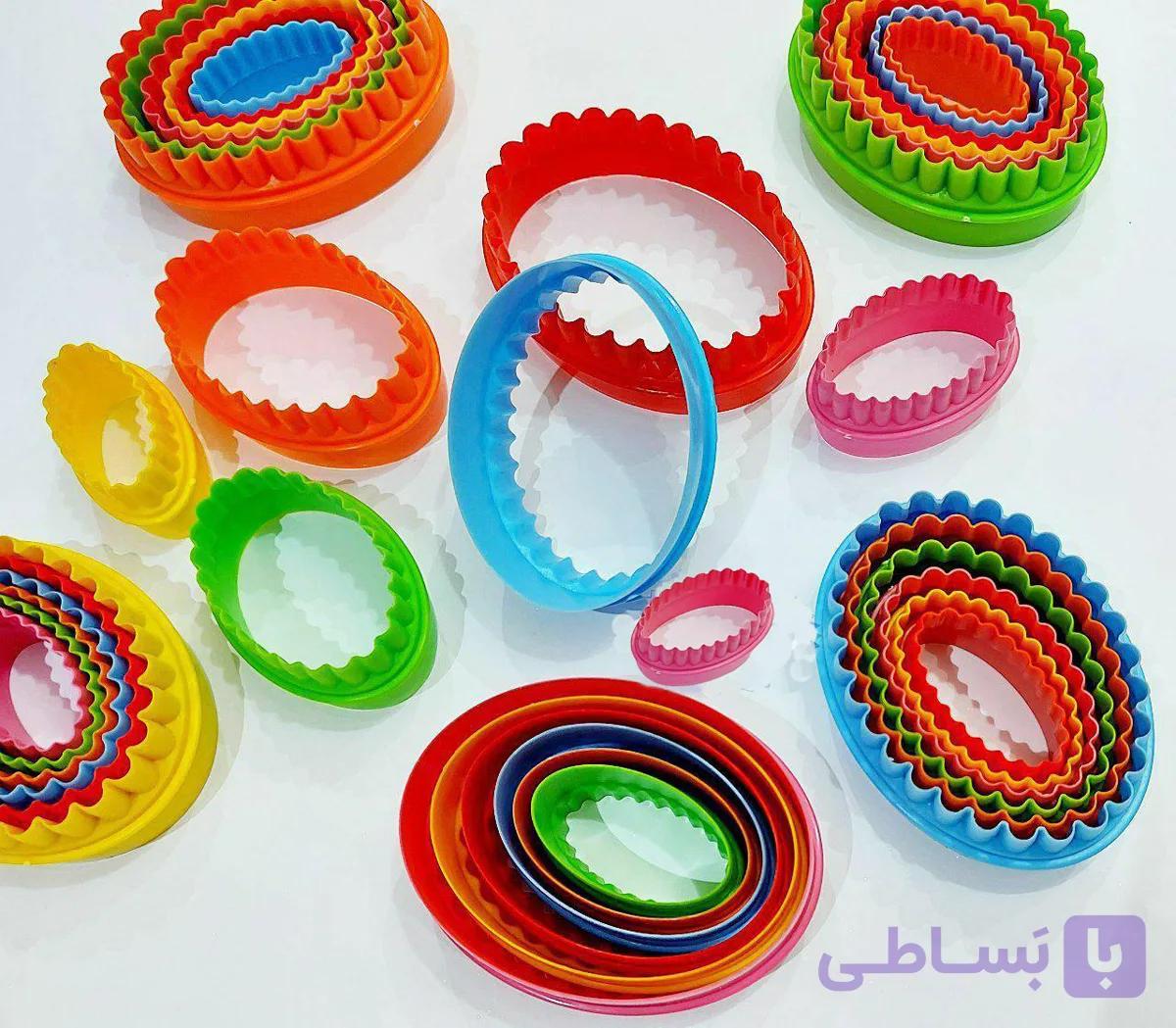 کاتر بیضی ساده و دالبر رنگی 6تیکه — تصویر 1