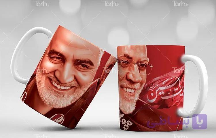 لیوان سرامیکی با طرح  سردار سلیمانی و شهید ابومهدی المهندس با شناسه 17502