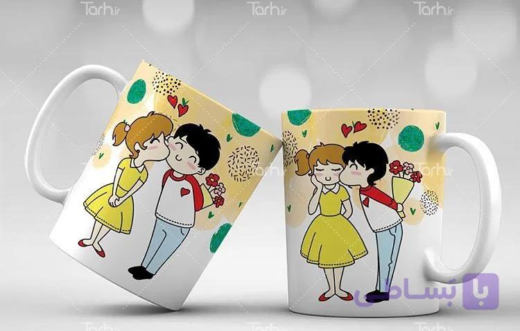 لیوان سرامیکی با طرح   ست تم عاشقانه با شناسه 16378 — تصویر 1
