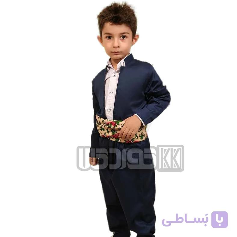 لباس کردی پسرانه (ست کت شلوار شال کمر) مدل نچیری سرمه ای تیره سایز65 سن 5-6سال — تصویر 1
