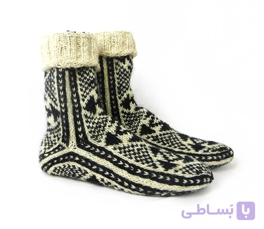 جوراب پشمی مردانه دستبافت سنتی کردستان کد 103 سایز 38-39 — تصویر 1