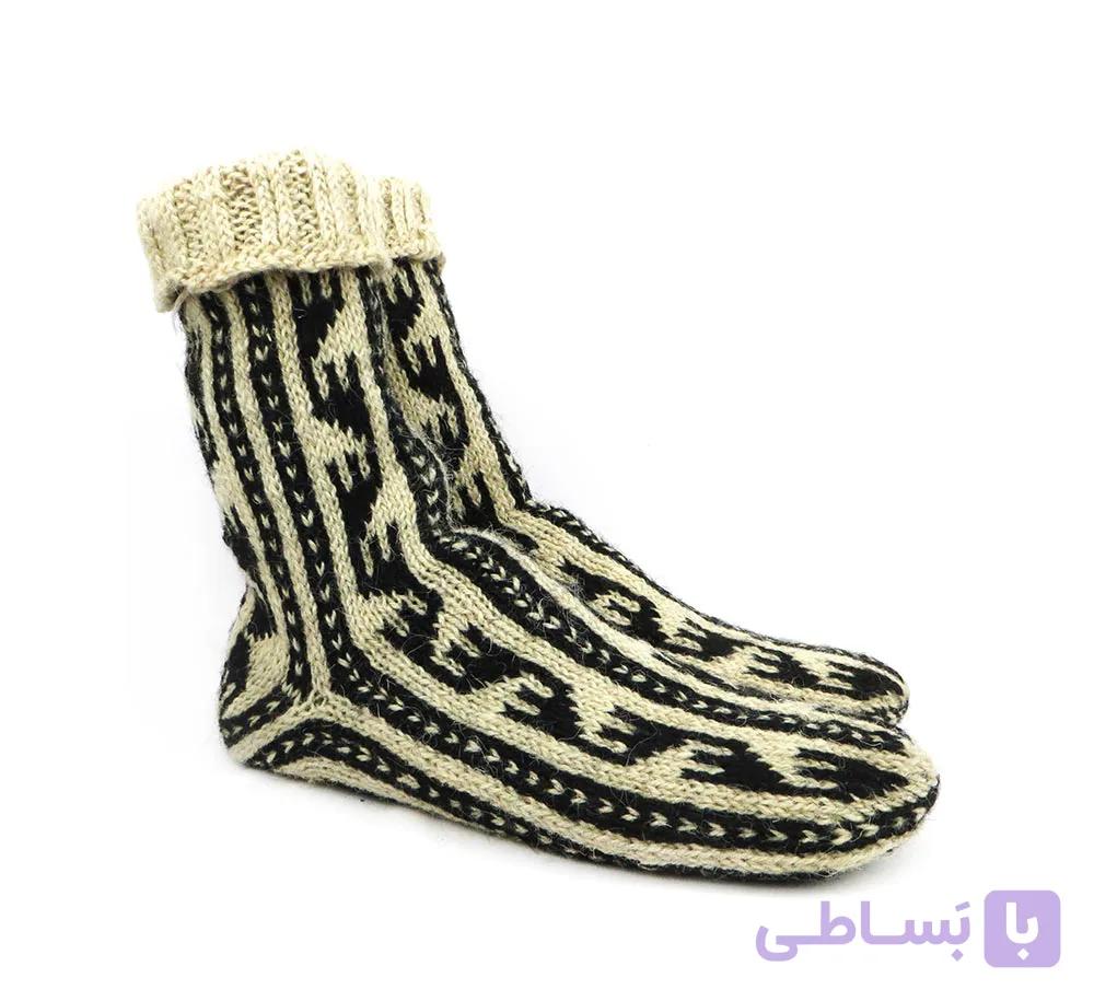 جوراب پشمی مردانه دستبافت سنتی کردستان کد 218 سایز 42-43 — تصویر 1