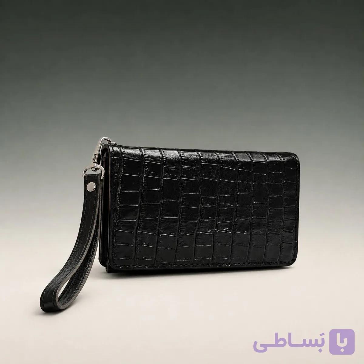 کیف پول دستی چرم طبیعی طرح کروکودیل کد 334 — تصویر 1